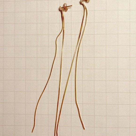 NWT Made in Italy 18 Karat Rose Gold Plated 925 Sterling Silver Linear Earrings - Picture 2 of 4